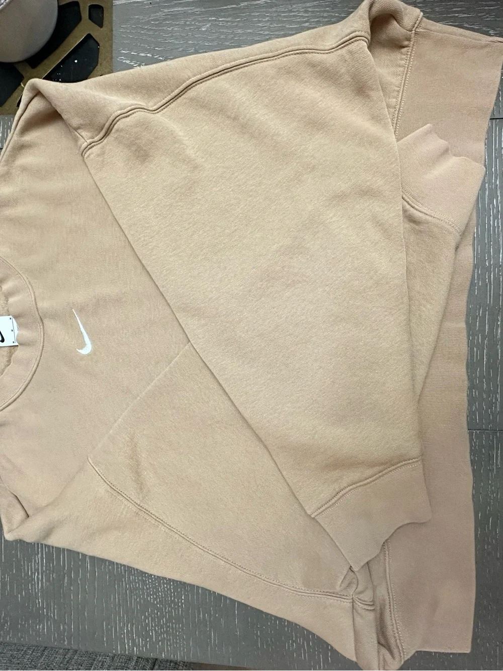 Nike Beige Crewneck Sweatshirt with White Swoosh
